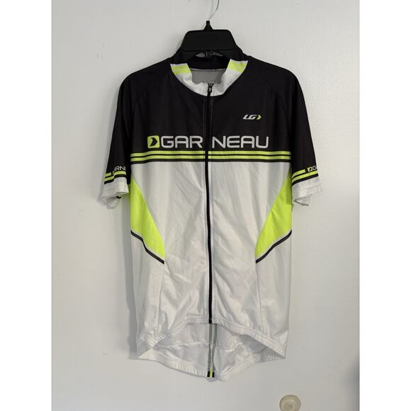 Louis Garneau Equipe Cycling Jersey Men’s Small White Black Yellow Bike Shirt - Picture 1 of 7